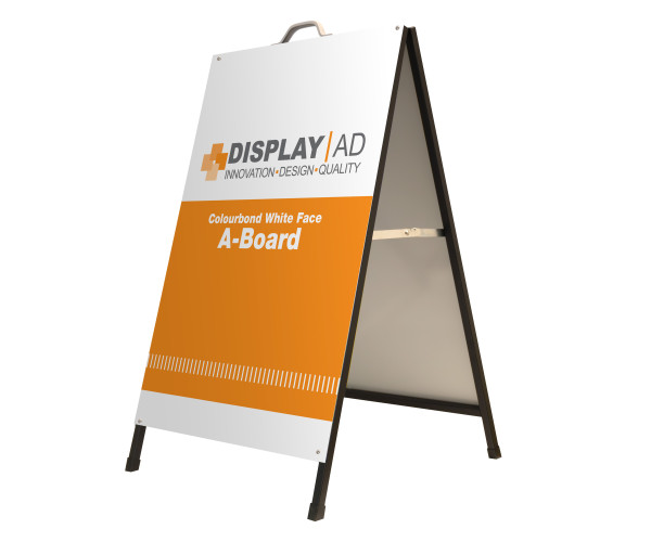 display|ad colorbond white face a-board with black frame, dafrabb, metal panel a-frames